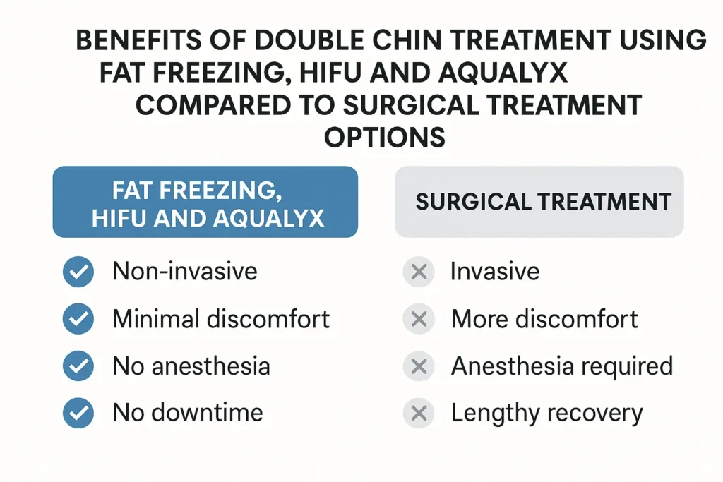 Graphic about the benefits of double chin treatment Chorleywood - from LA LIPO